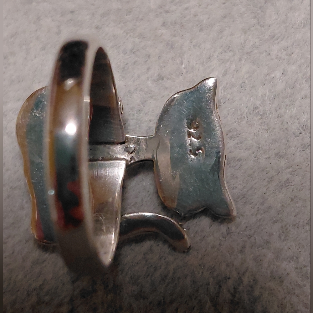 Pink Dahlia Sterling Silver Cat Ring - Picture 8 of 10
